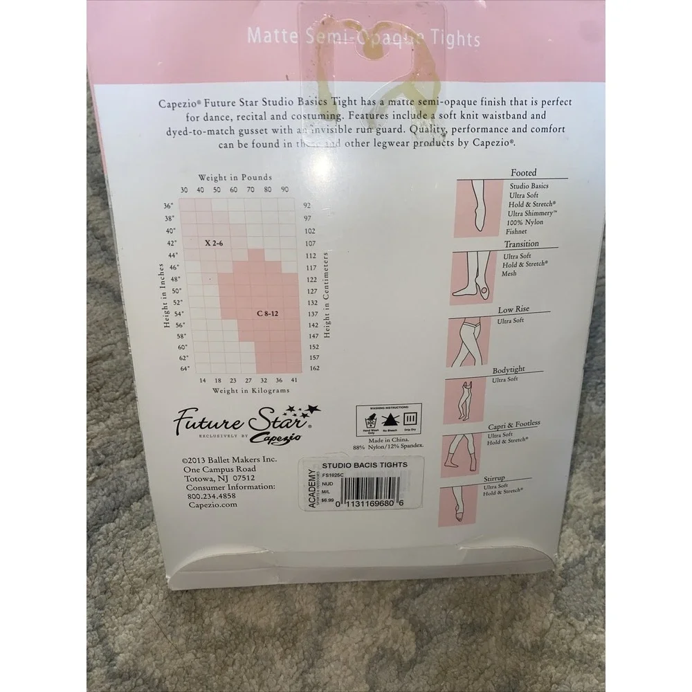 New STUDIO BASICS Capezio Nude Footed Tights FS1825C Dance Sz Medium Large Child